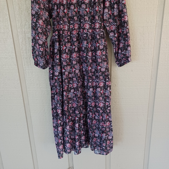 Xirena Annieka Midi Dress Size L Feminine Cotton Silk Pockets Long Sleeve Button - Picture 4 of 13